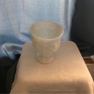 Milk Glass Footed Compote Bumpy Glass Vase